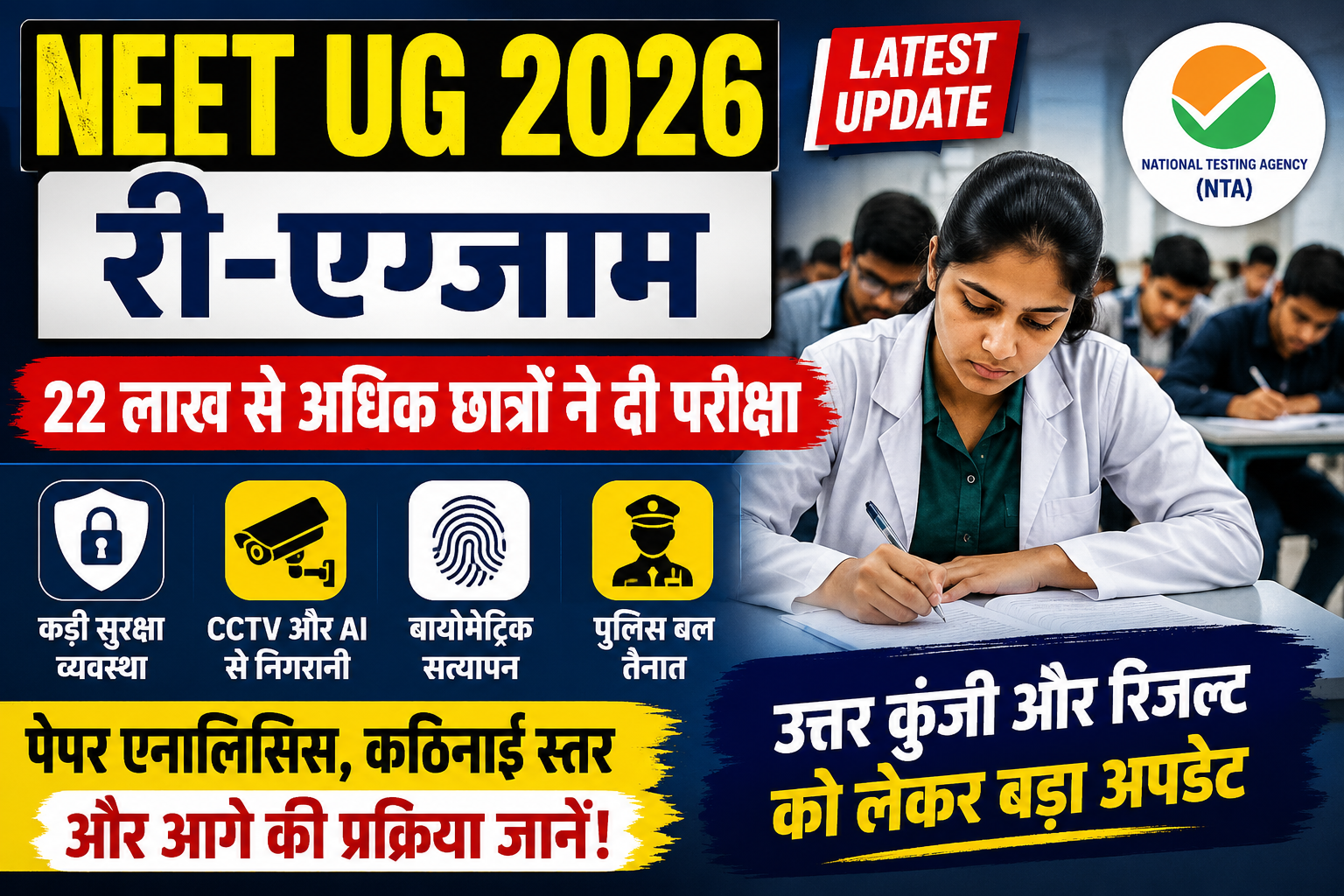 NEET UG 2026 Re-Exam: 22 लाख से अधिक छात्रों ने दी परीक्षा, कड़ी सुरक्षा के बीच हुआ आयोजन