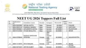 Neet UG 2026 Toppers full list. AIR 1 से लेकर स्टेट टॉपर्स तक, जानें पूरी जानकारी